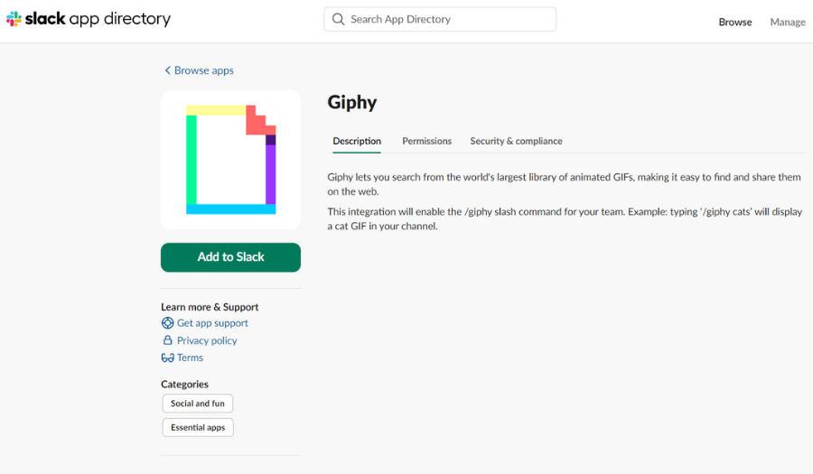 Giphy Slack app