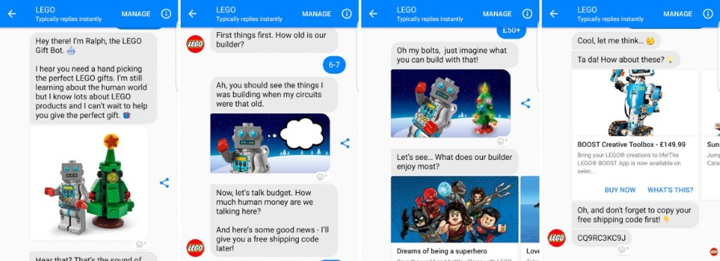 Example of a chatbot that makes personalized recommendations