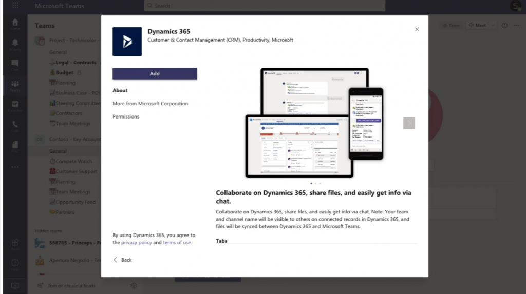 Integrating MS Teams with sales CRM.