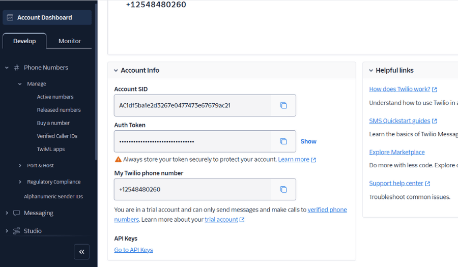 Find your Twilio account ID